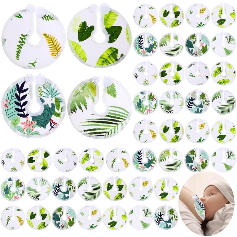 Threlaco 48 Pcs Gtube Button Covers Feeding Tube Pads Holder Abdominal Reusable Accessories Peg Tube Soft Absorbent Breast Feeding Pads Breastfeeding Support Nursing Care Stay Dry(Green Leaf) - Image 1